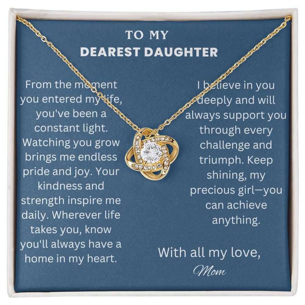 To My  Dearest Daughter Love Knot Necklace from Mom