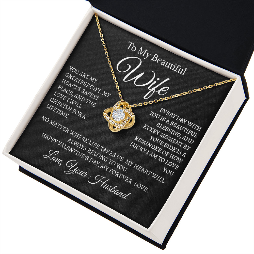 To My Beautiful Wife - Love Knot Necklace - Valentine's Day Gift