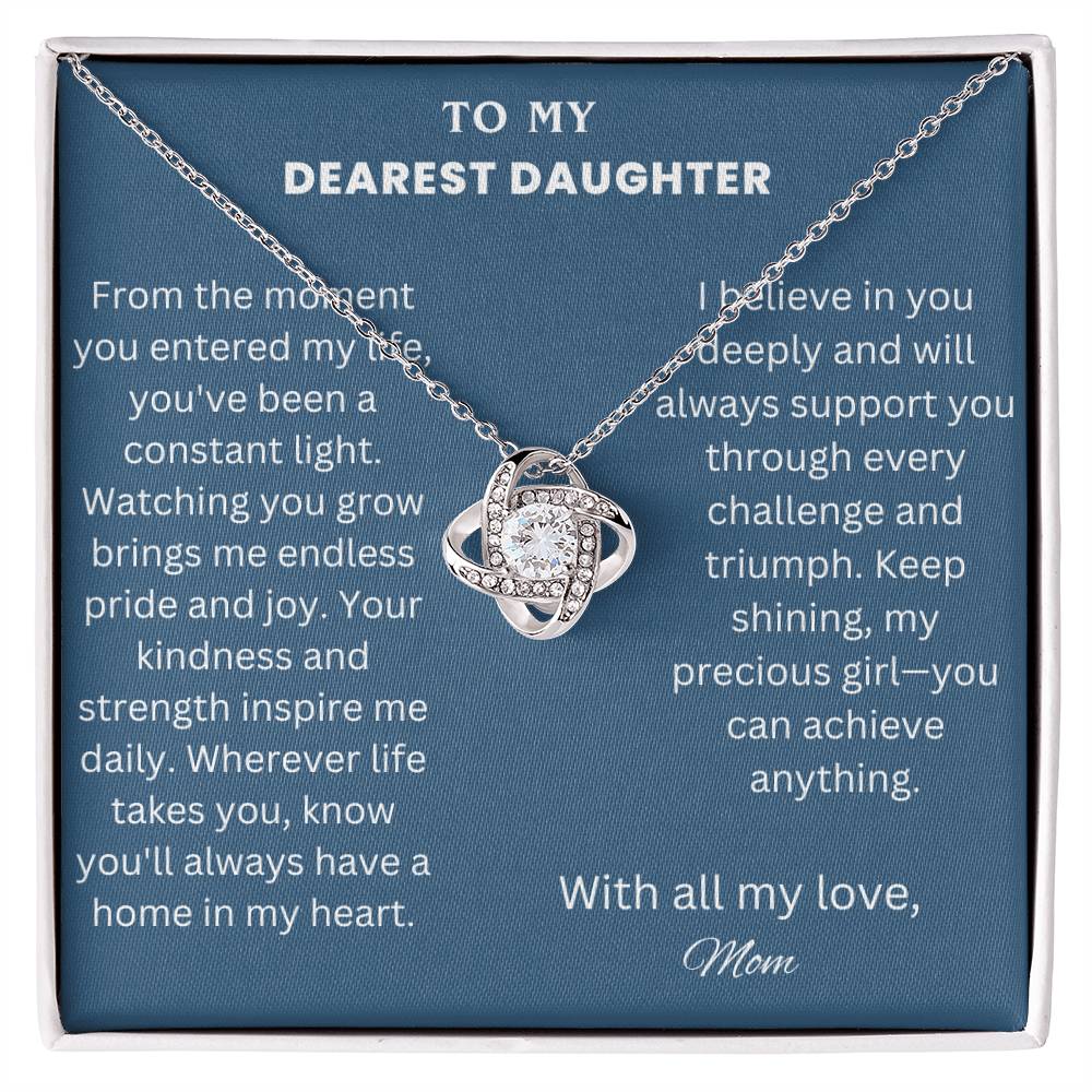 To My  Dearest Daughter Love Knot Necklace from Mom