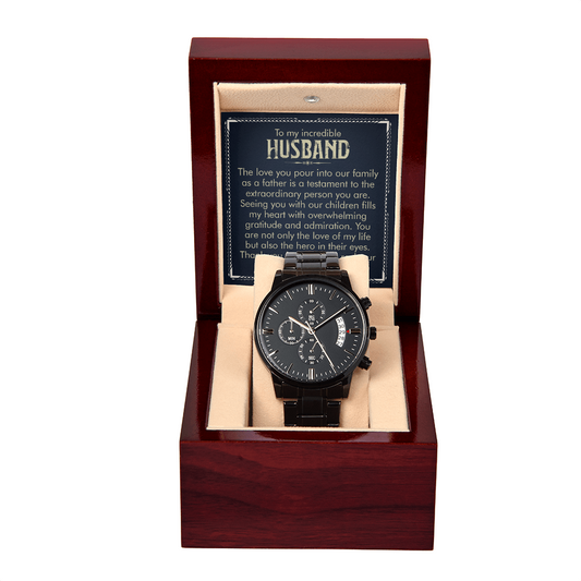 To My Husband - Black Chronograph Watch