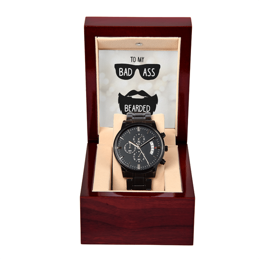 Black Chronograph Watch - Gift for Boyfriend