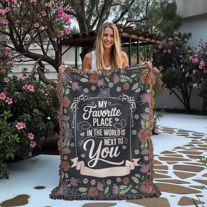 Valentine's Day Gift - Heirloom Woven Blanket with Romantic Artwork