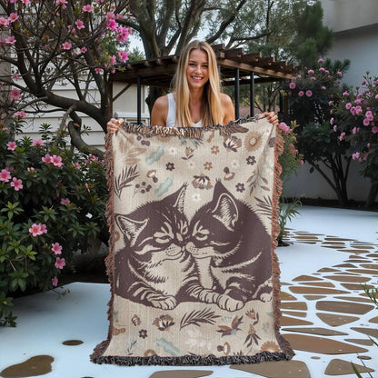 Valentine's Day Gift - Heirloom Woven Blanket with Romantic Artwork