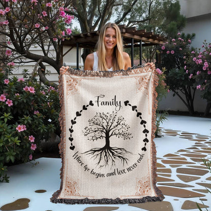 Vertical Family Tree -Heirloom Woven Blanket