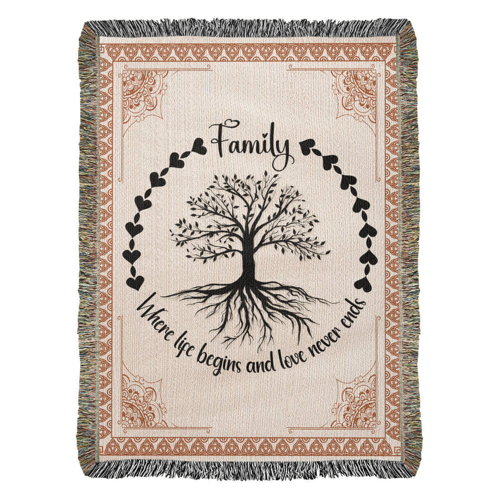 Vertical Family Tree -Heirloom Woven Blanket