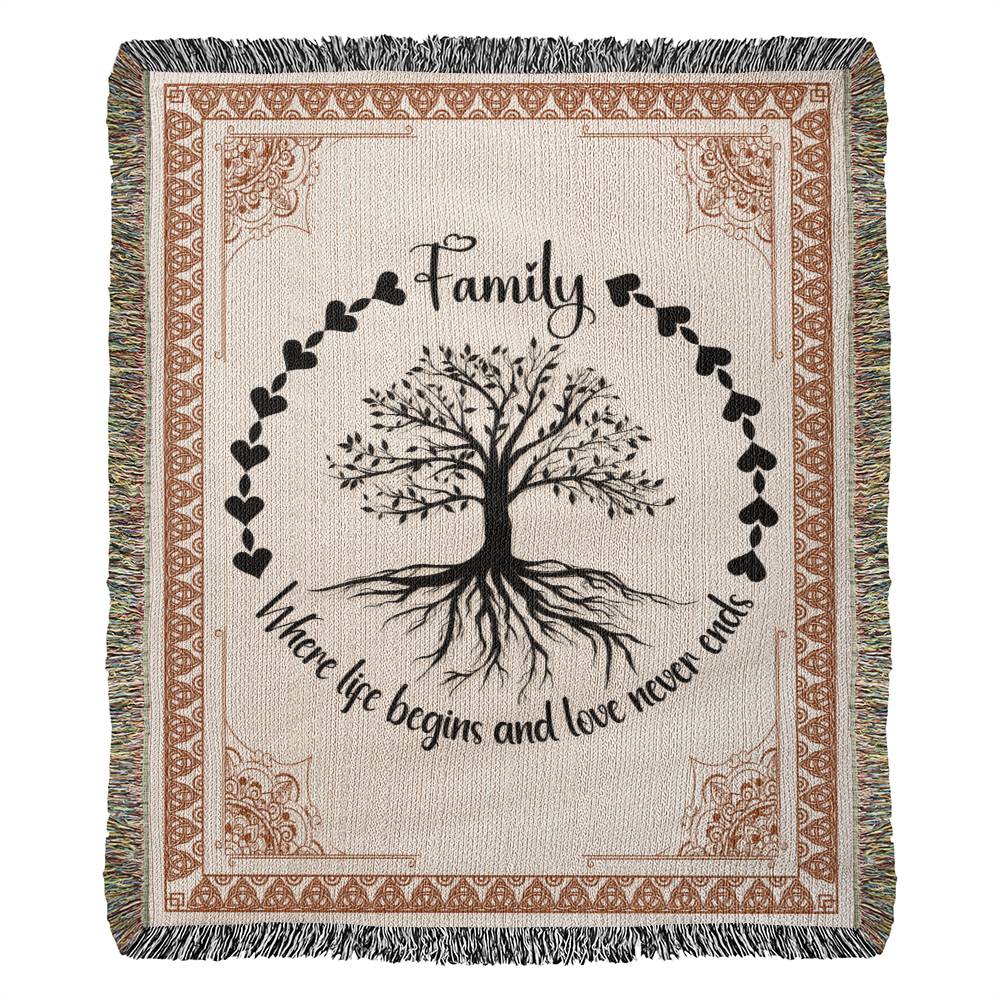 Vertical Family Tree -Heirloom Woven Blanket