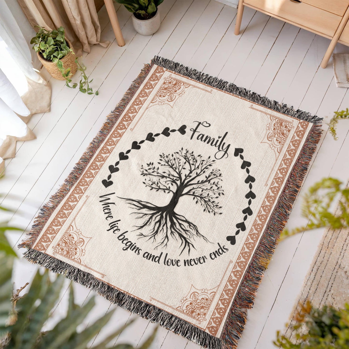 Vertical Family Tree -Heirloom Woven Blanket