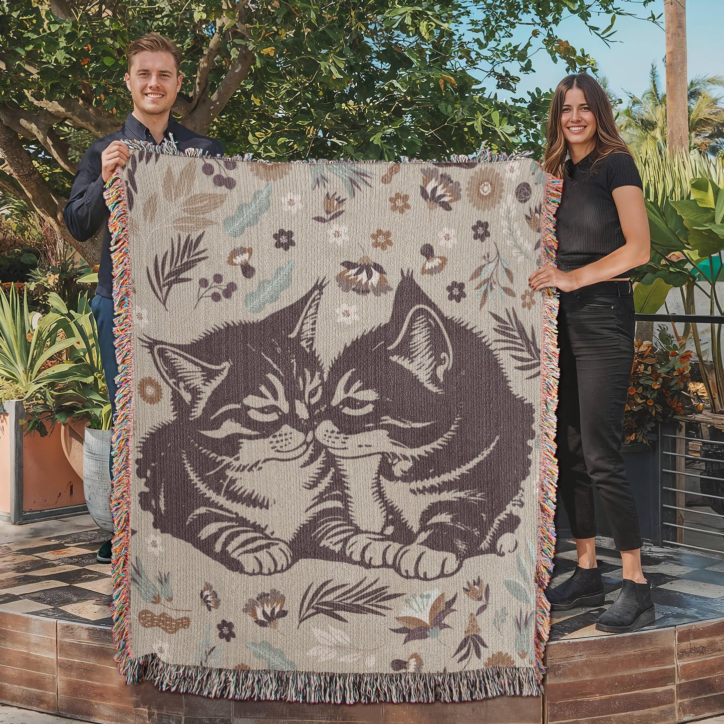 Valentine's Day Gift - Heirloom Woven Blanket with Romantic Artwork