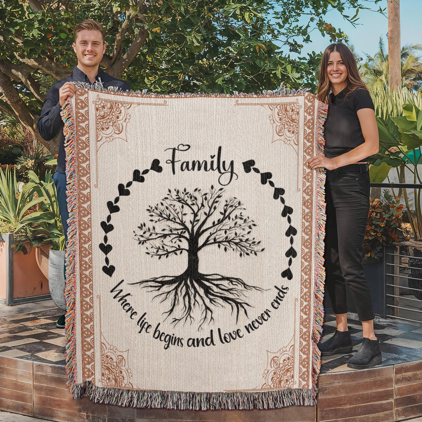 Vertical Family Tree -Heirloom Woven Blanket