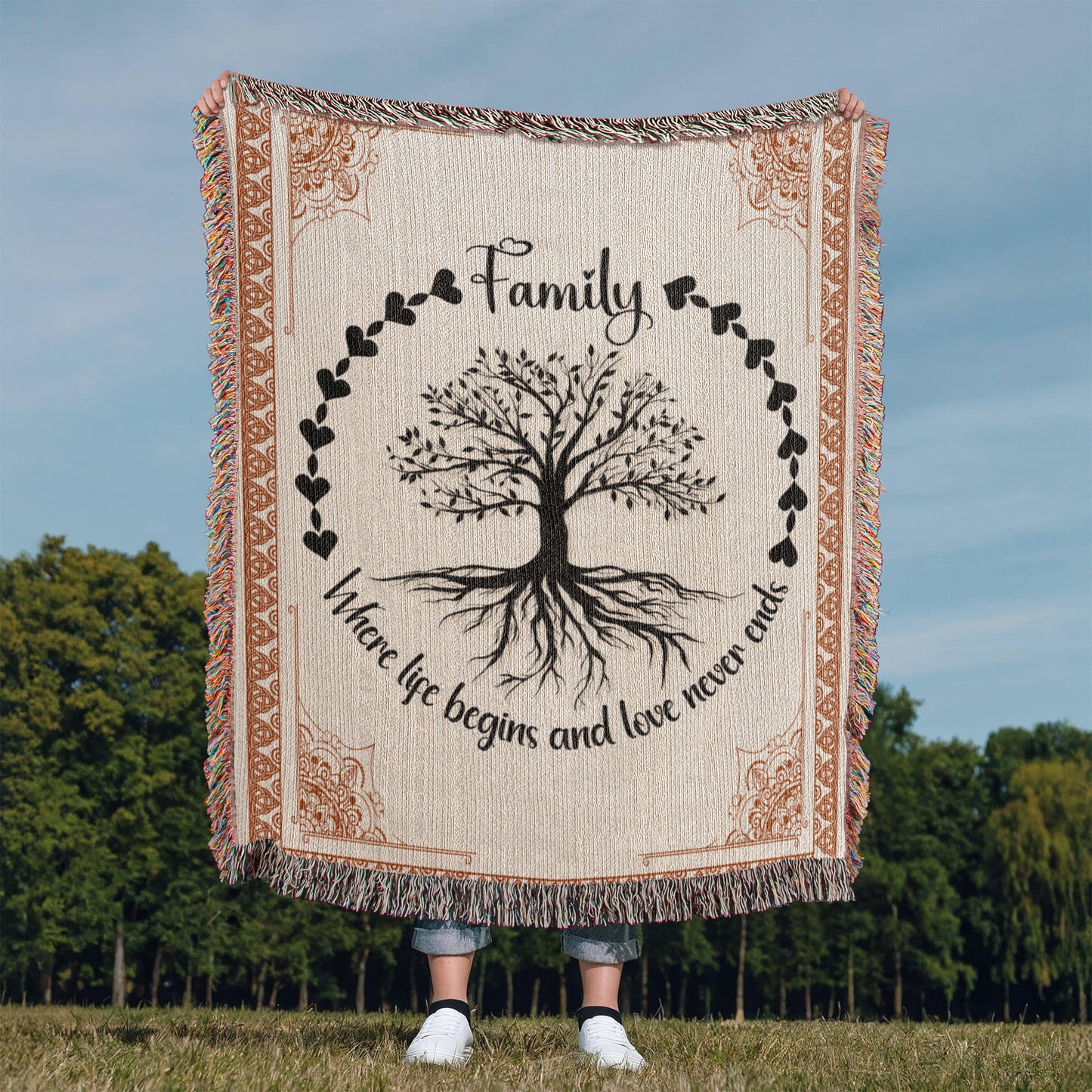 Vertical Family Tree -Heirloom Woven Blanket