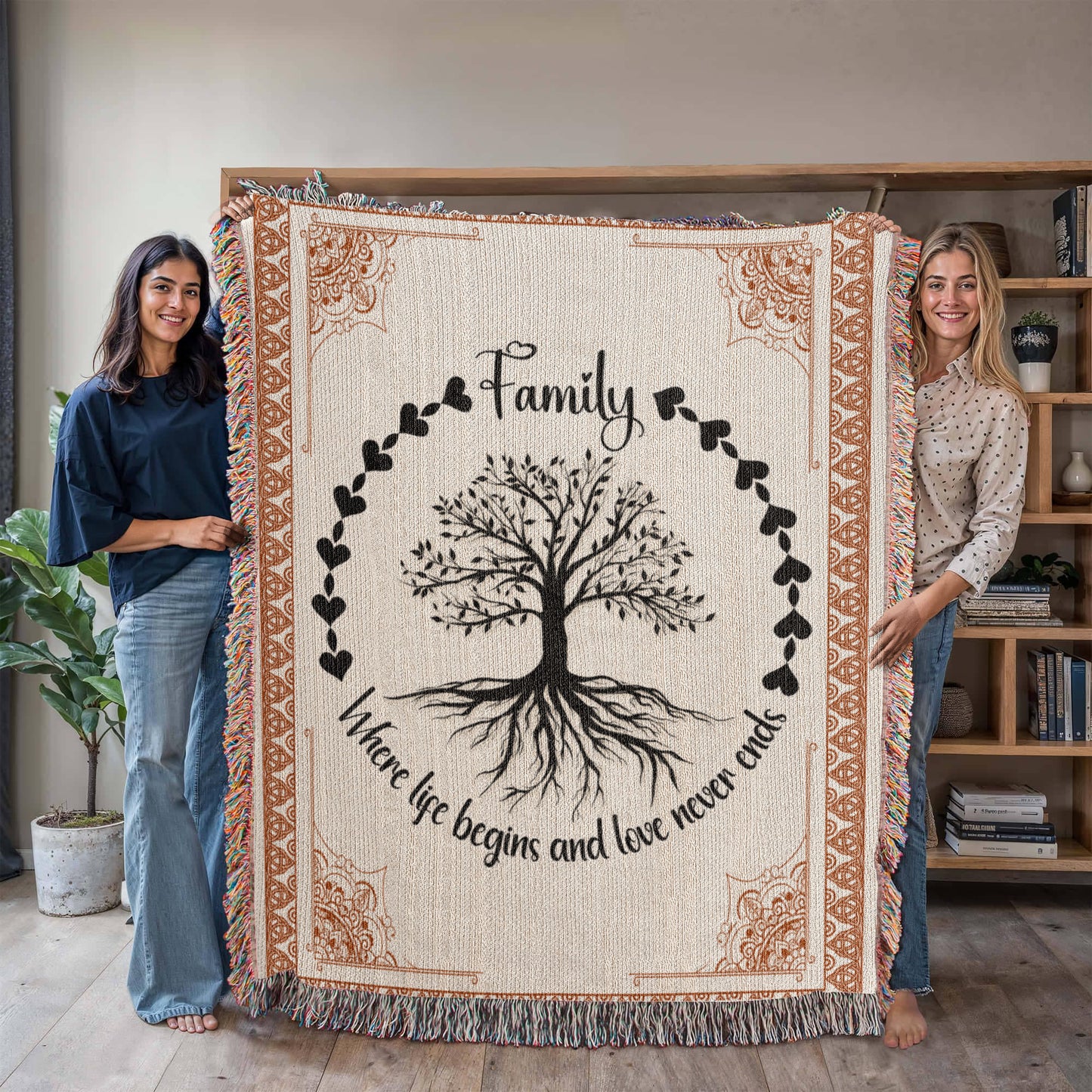 Vertical Family Tree -Heirloom Woven Blanket