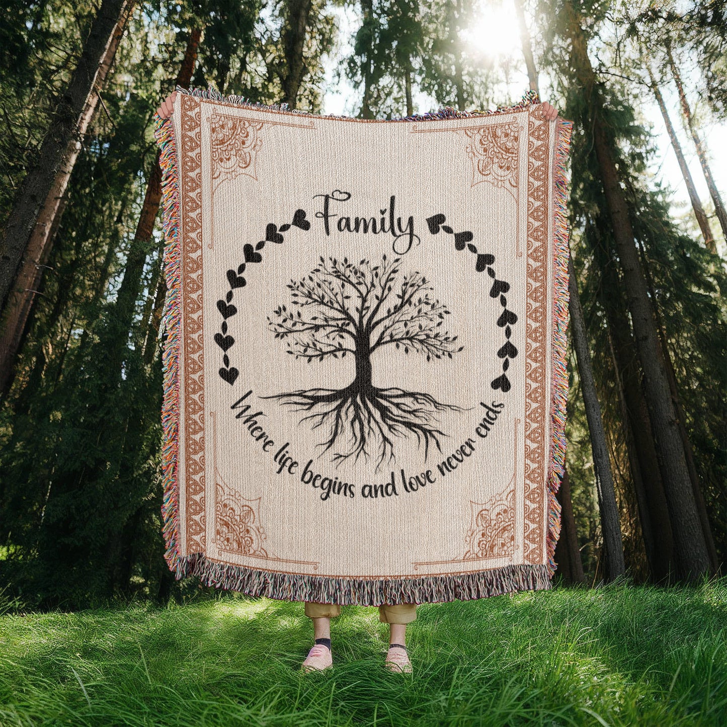 Vertical Family Tree -Heirloom Woven Blanket