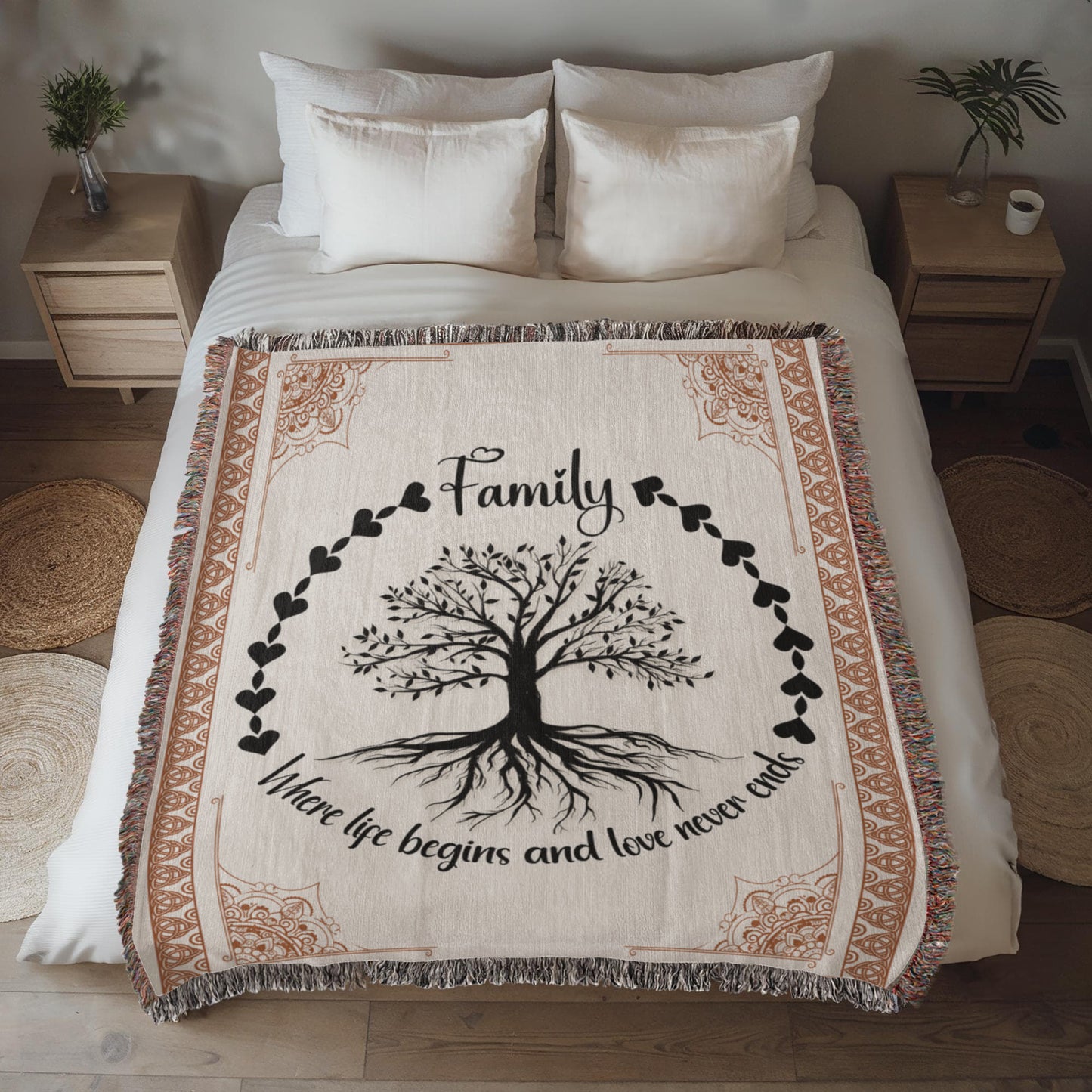 Vertical Family Tree -Heirloom Woven Blanket