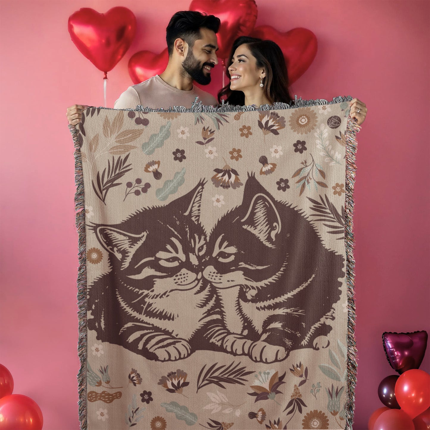 Valentine's Day Gift - Heirloom Woven Blanket with Romantic Artwork