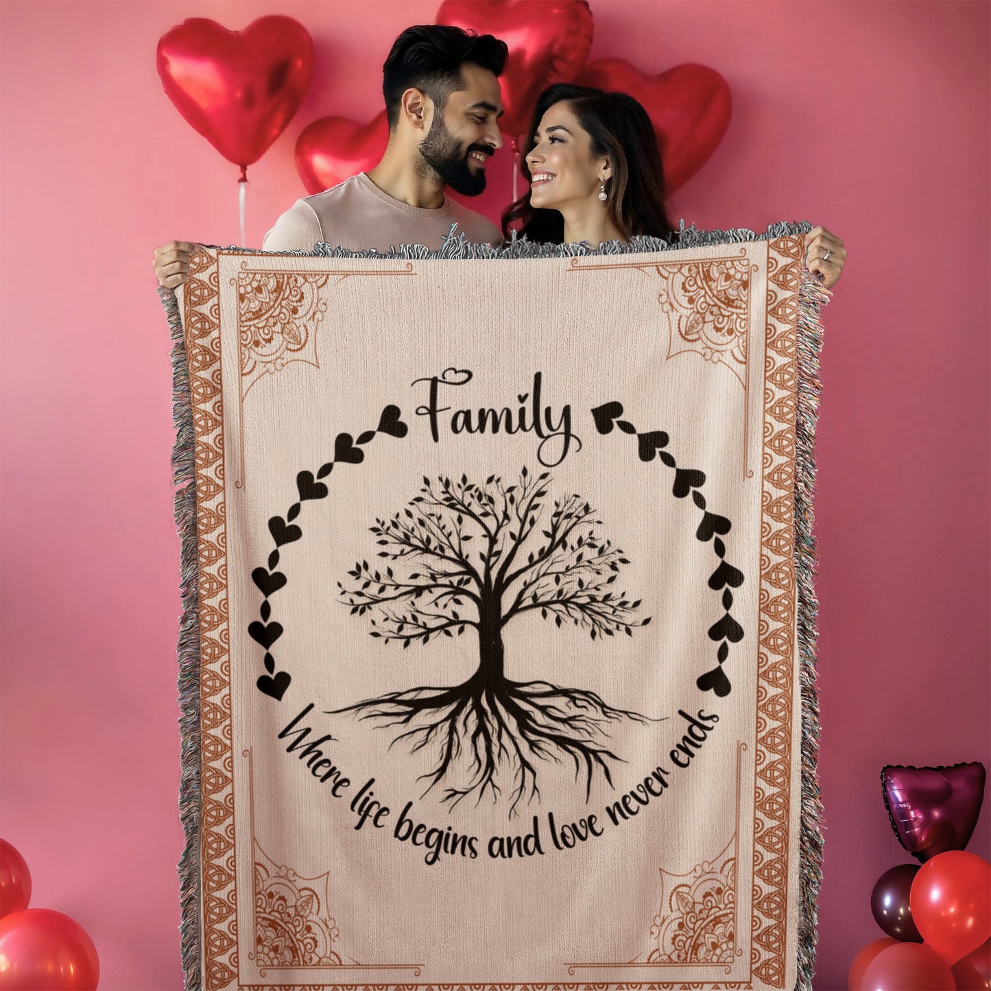 Vertical Family Tree -Heirloom Woven Blanket