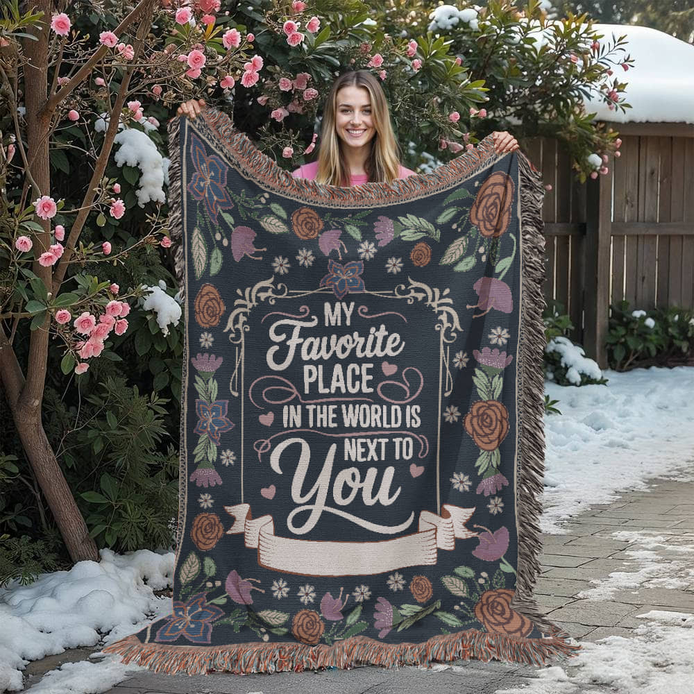 Valentine's Day Gift - Heirloom Woven Blanket with Romantic Artwork