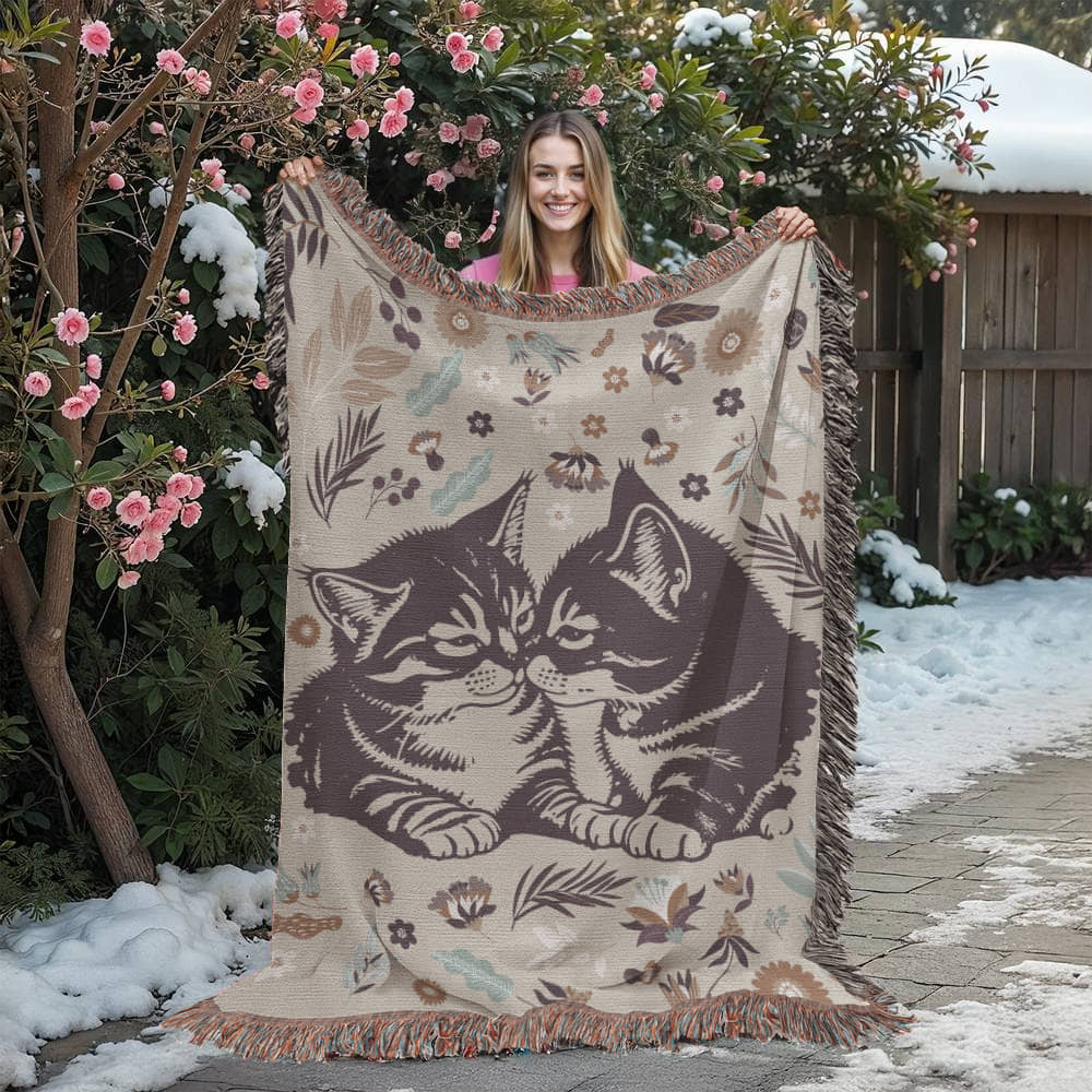 Valentine's Day Gift - Heirloom Woven Blanket with Romantic Artwork