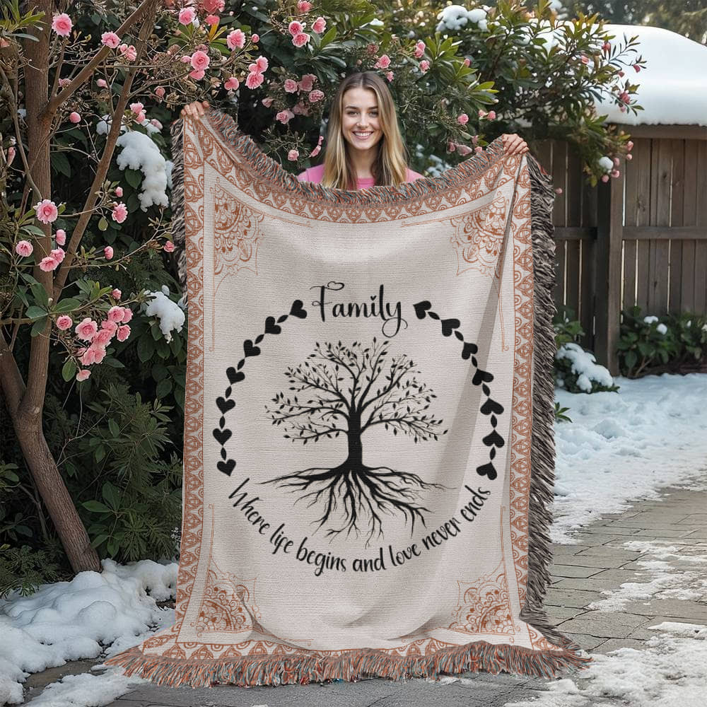 Vertical Family Tree -Heirloom Woven Blanket