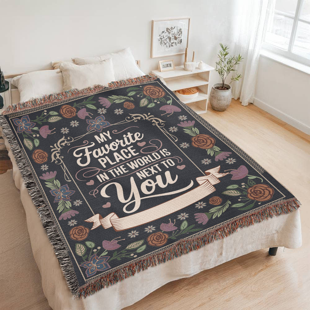 Valentine's Day Gift - Heirloom Woven Blanket with Romantic Artwork