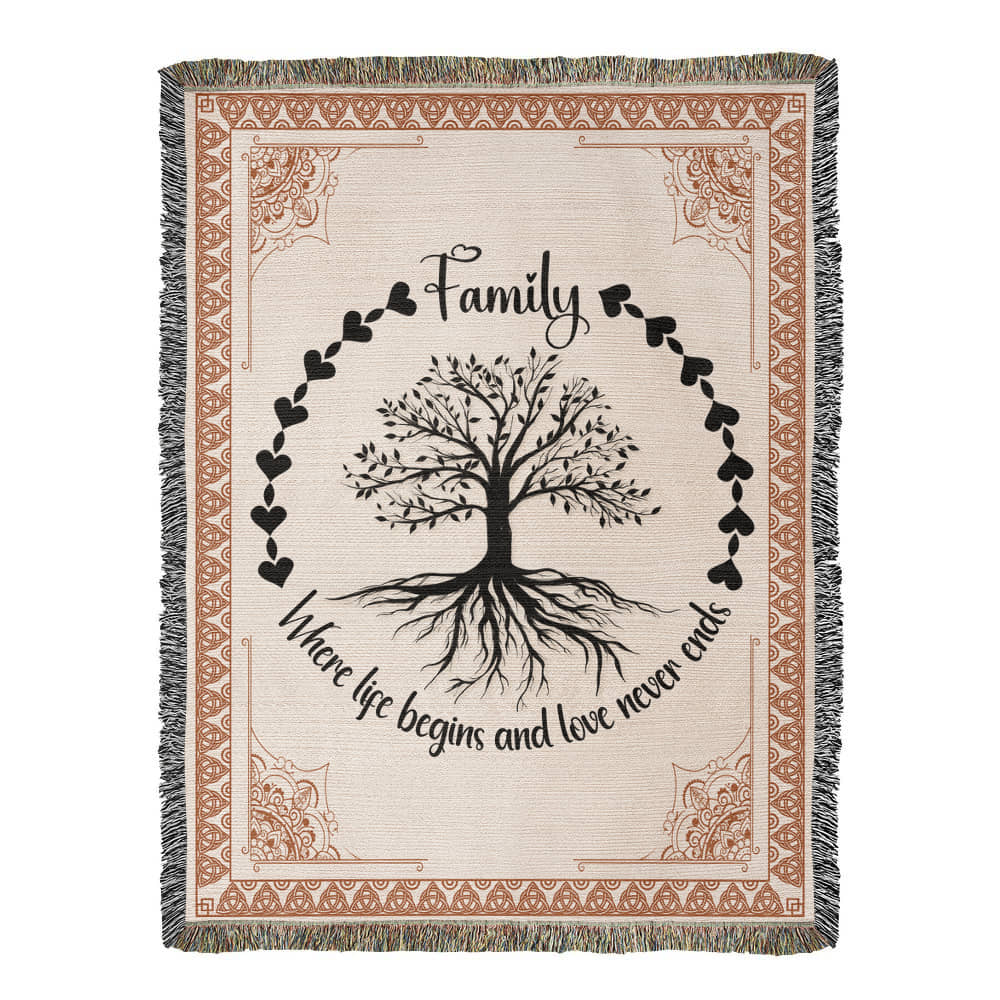 Vertical Family Tree -Heirloom Woven Blanket